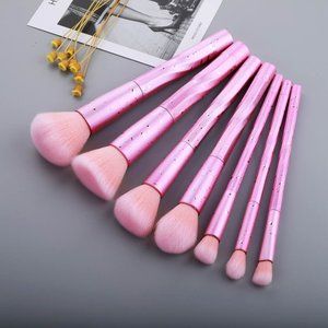 Metallic Pink 7 Pcs Makeup Brushes Set